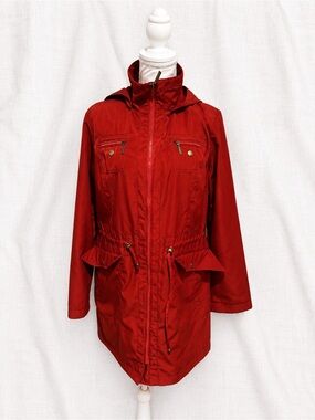 Liz Claiborne Red Hooded Utility Jacket